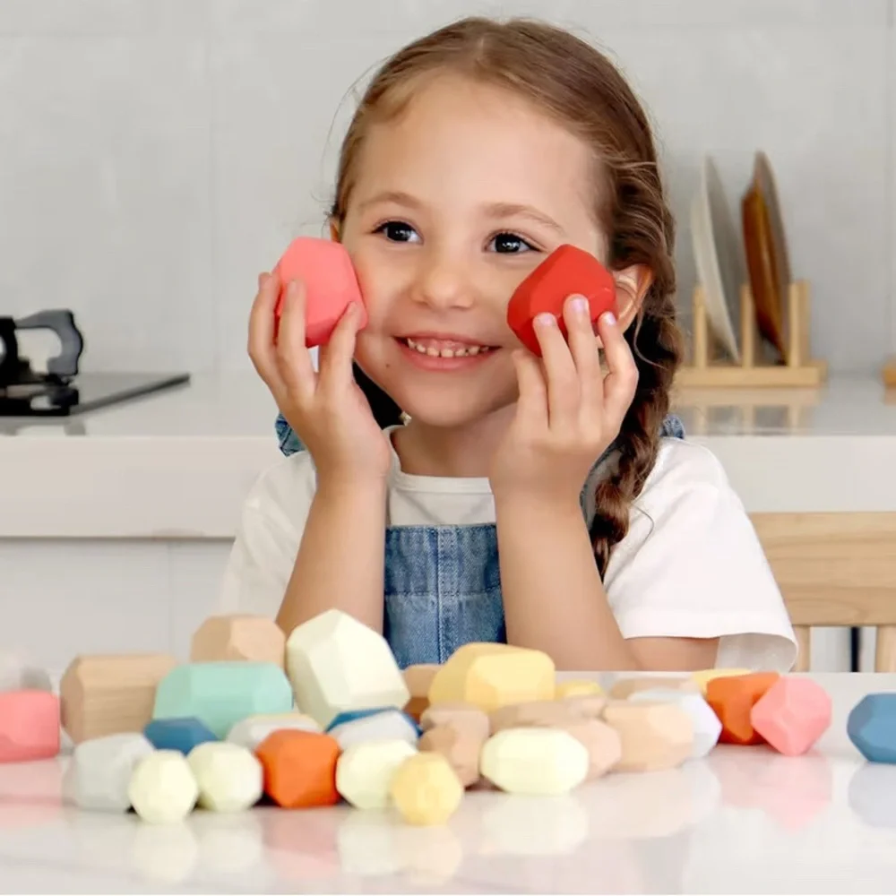 Sorting stacking rocks, wooden 36 pcs - Picture 6 of 10